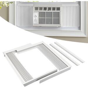 Forestchill AC Side Panel Kit w/ Frame for 8,000 BTU Window Units White Adjustab